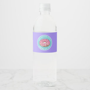 Happy Birthday Pink Doughnut Doughnut Bday Girl Pa Water Bottle Label