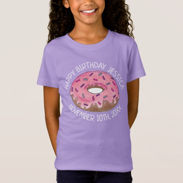 Happy Birthday Pink Doughnut Doughnut Bday Girl T-Shirt (Front)