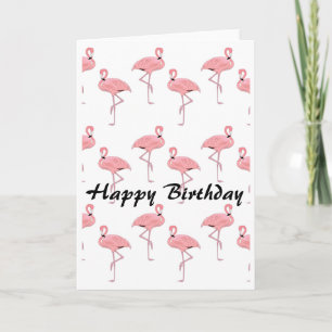 Happy Birthday Pink Flamingo Pattern Card