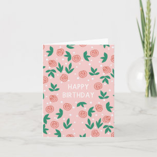 Happy Birthday- Pink Floral Abstract Card
