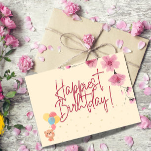 happy Birthday Pink floral Card , Birthday card