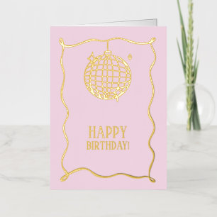 Happy Birthday Pink Foilf Invite Foil Holiday Card