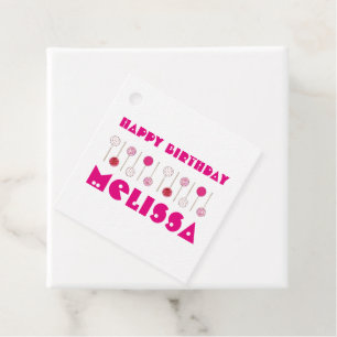 Happy Birthday Pink Frosted Cake Pops Party Favour Tags