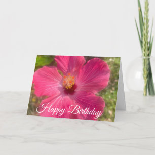 Happy Birthday Pink Hibiscus Floral Card