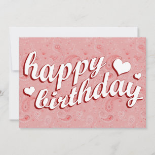 happy birthday : pink paisley invitation