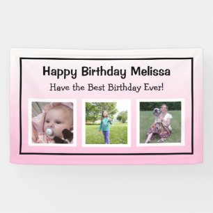 Happy Birthday Pink Photo Banner