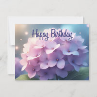Happy Birthday Pink Purple Hydrangea Flowers