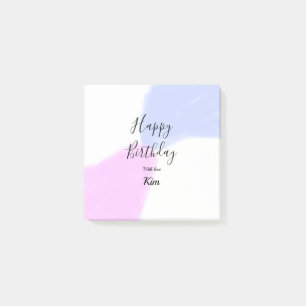 Happy birthday pink purple pastel name simple eleg post-it notes