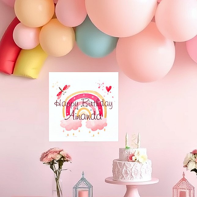 Happy Birthday pink rainbow personalized Poster (Creator Uploaded)