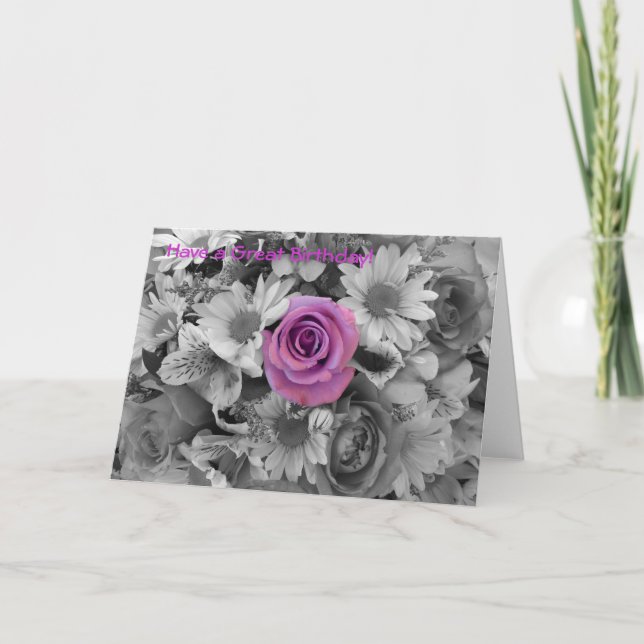 Happy Birthday- Pink Rose Card (Front)