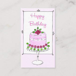 Happy Birthday Pink Roses Mini Card