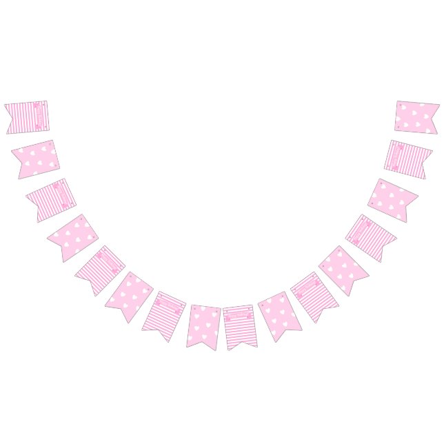 Happy Birthday! | pink Stripes & Hearts Birthday Bunting (All)
