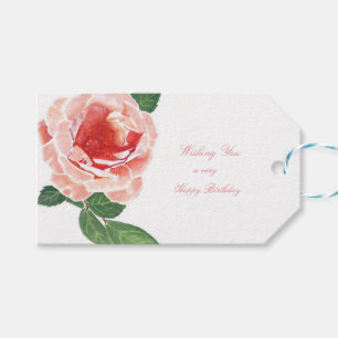 Happy Birthday Pink Vintage Rose Gift Tags