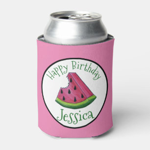 Happy Birthday Pink Watermelon Slice Fruit Picnic Can Cooler