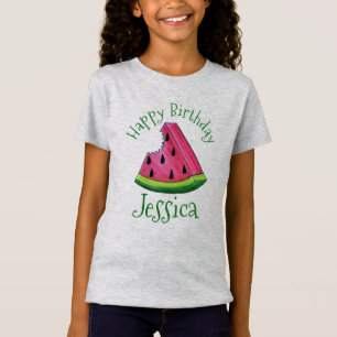 Happy Birthday Pink Watermelon Slice Fruit Picnic T-Shirt