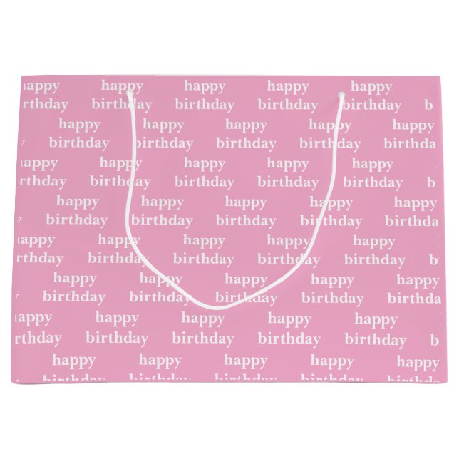 Happy birthday pink &whit custom  large gift bag (Front)