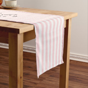 Happy Birthday Pink & White Stripe Table Runner