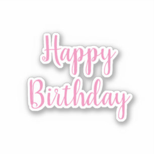 Happy Birthday Pink White Trendy Cool Simple