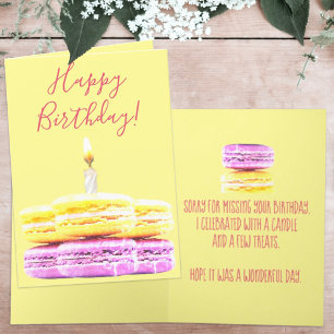 Happy Birthday Pink Yellow Macaron Cookies Card