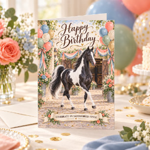 Happy Birthday Pinto American Saddlebred Horse Card