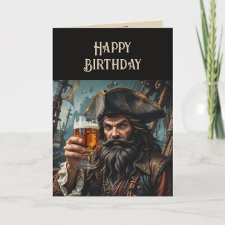 Happy Birthday Pirate Raising Glass in Respect Card