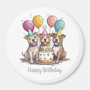 Happy Birthday Pit Bull Dogs Magnet