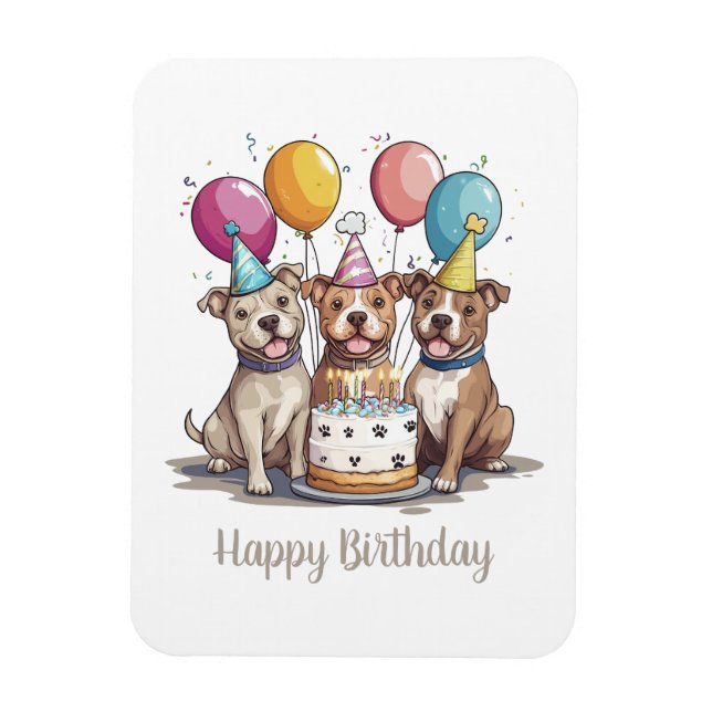Happy Birthday Pit Bull Dogs Magnet (Vertical)
