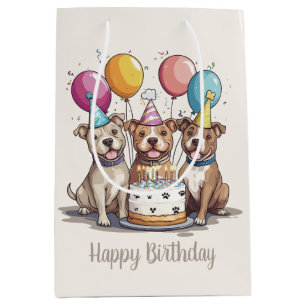 Happy Birthday Pit Bull Dogs Medium Gift Bag