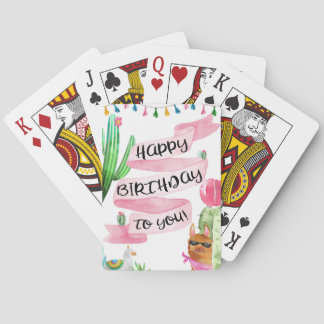Happy Birthday Playing Cards, Llama with Banner Cards