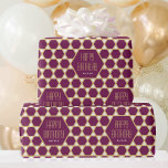 Happy Birthday Plum Star Pattern Personalised Wrapping Paper<br><div class="desc">Stylish birthday wrapping paper featuring a Star of David geometric pattern in pink-purple plum,  white and gold colour. Both the name and the greeting can be customised. Makes a lovely unique gift wrap for family and friends!</div>
