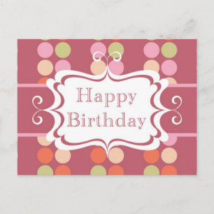Happy Birthday (poka dots) Postcard