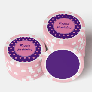 Happy Birthday Poker Chips (Purple & Pink)