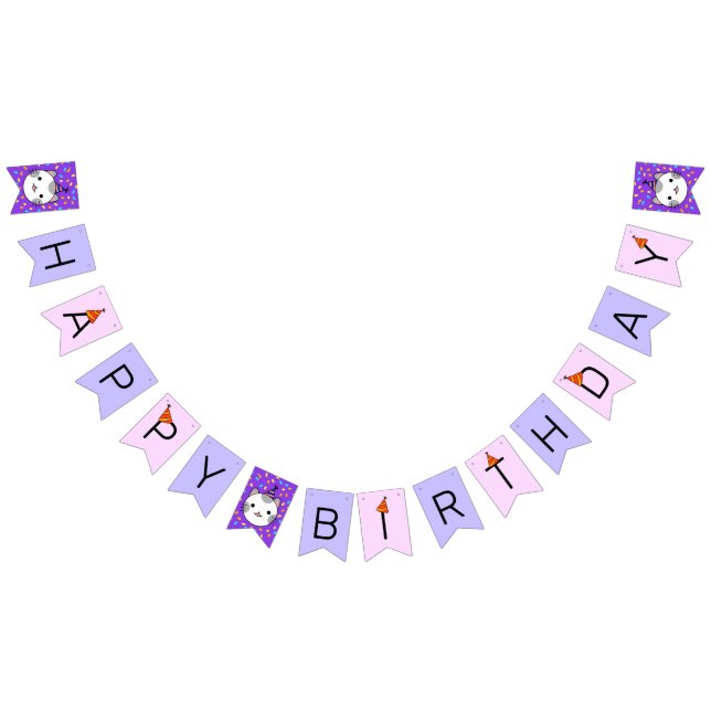 Happy Birthday Polka Dot Cat Bunting (All)