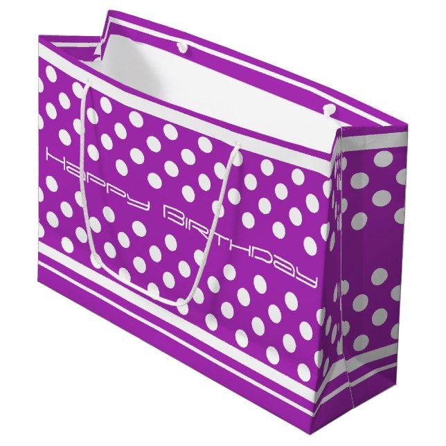Happy Birthday Polka-dot Large Gift Bag (Front Angled)