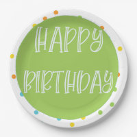 Happy Birthday Polkadots Paper Plates Bright