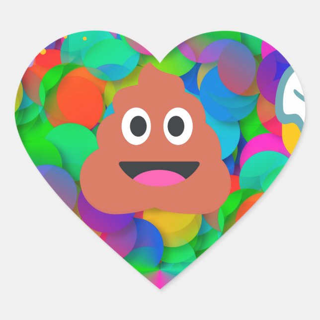 happy birthday poop emoji heart sticker (Front)