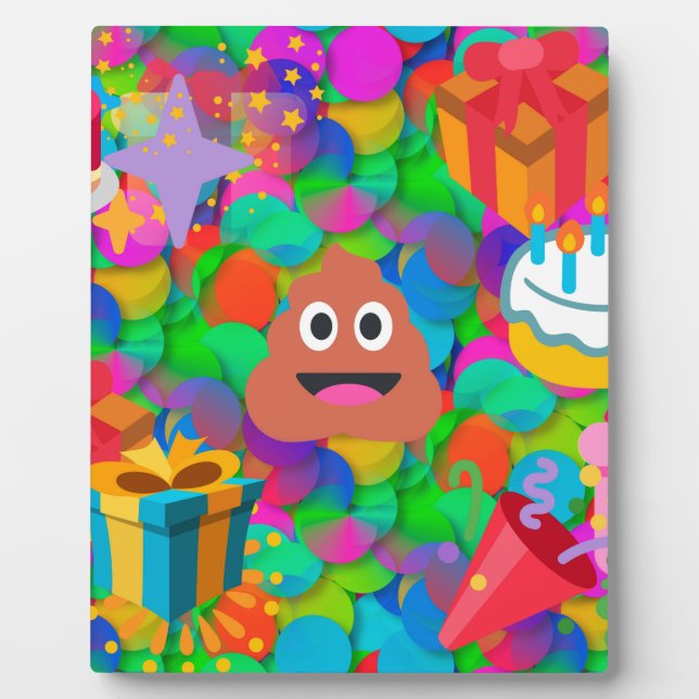 happy birthday poop emoji plaque (Front)