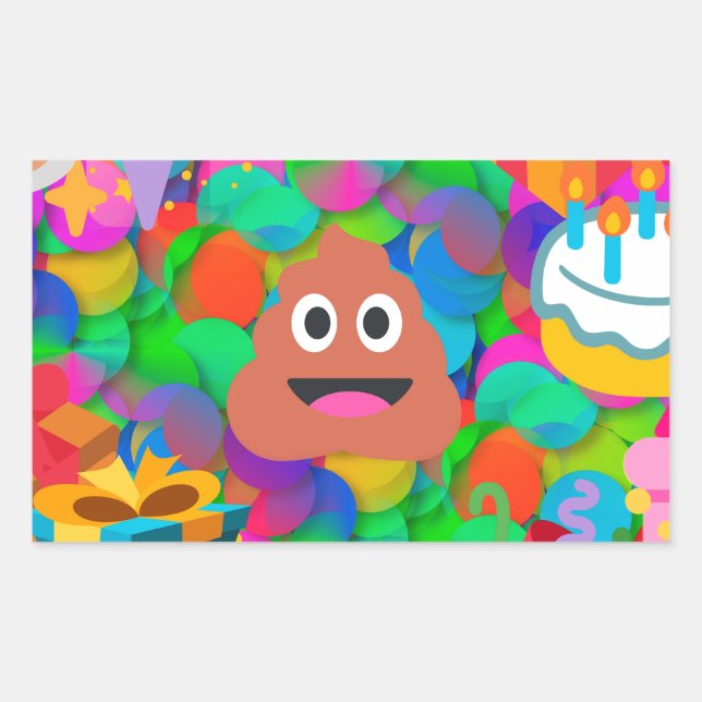 happy birthday poop emoji rectangular sticker (Front)