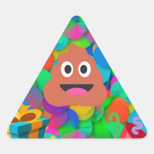 happy birthday poop emoji triangle sticker
