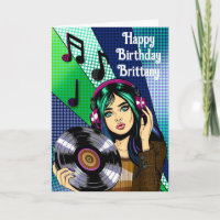 Happy Birthday  | Pop Art Girl with Record