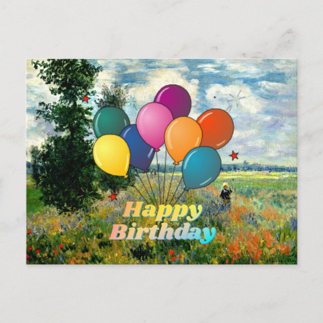 Happy Birthday, Poppy Field, Argenteuil, Postcard (Front)