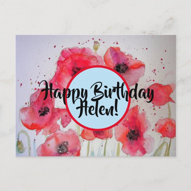 Happy Birthday Poppy floral ladies Name Postcard (Front)