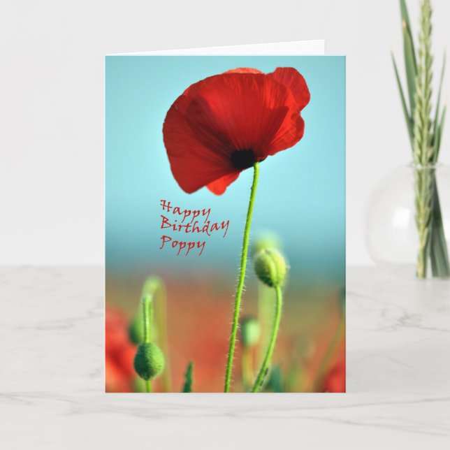 Happy Birthday Poppy Greetings Card (Front)