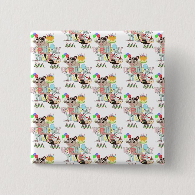 Happy Birthday Possum Cake Surprise Button  (Front)