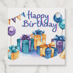 Happy Birthday  Postcard Favour Tags