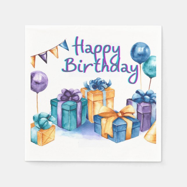 Happy Birthday  Postcard Napkin (Front)