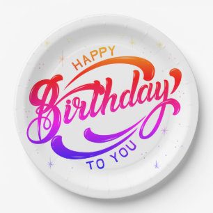 Happy Birthday Postcard Paper Plate