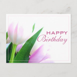 Happy Birthday Postcard with Tulips Photo
