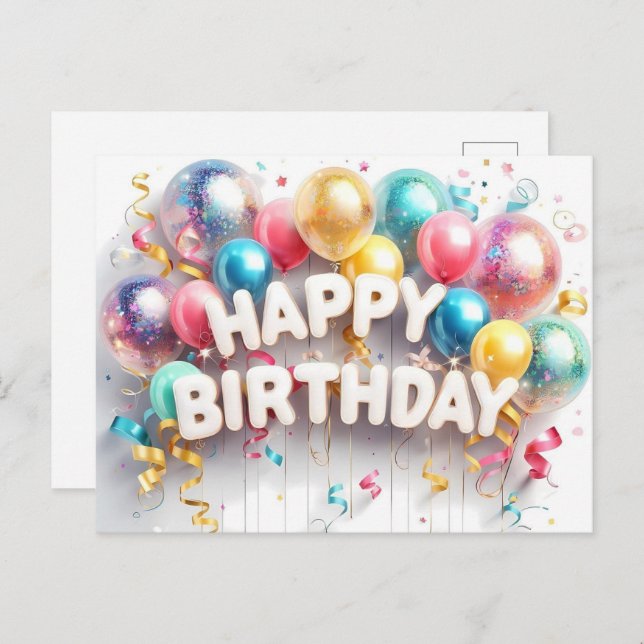 Happy birthday postcards, bulk, affordable postcard (Front/Back)