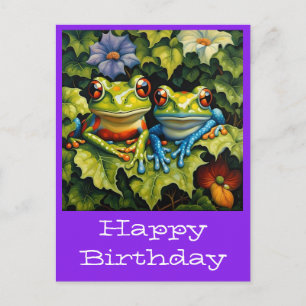Happy birthday postcards cute frogs
